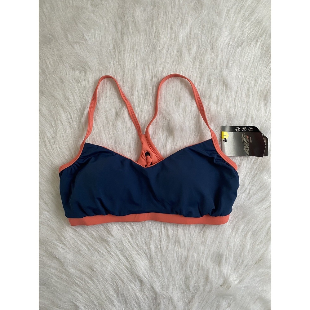 Avia Swimsuit Womens Size Large (12-14) Wireless Reversible Lace Up Bikini Top‎